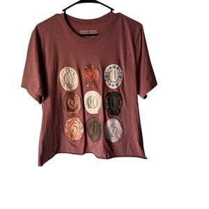 Rowdy Crowd‎ Western Cowboy Hat Graphic Tee Mauve Short Sleeve T-Shirt L